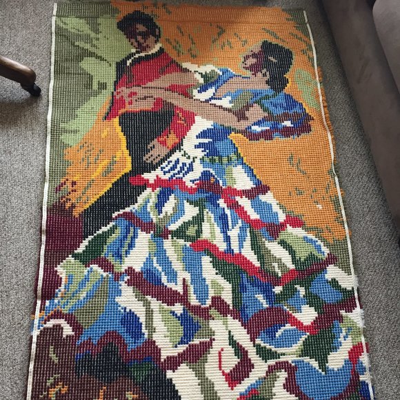 VINTAGE SCANDINAVIAN MULTICOLOR WOOL TAPESTRY WALL HANGING - Picture 7 of 9